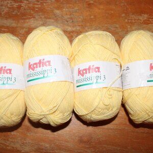 4 Balls KATIA Mississippi 3 Yellow Cotton Blend Yarn 230 yd Each New Fingering